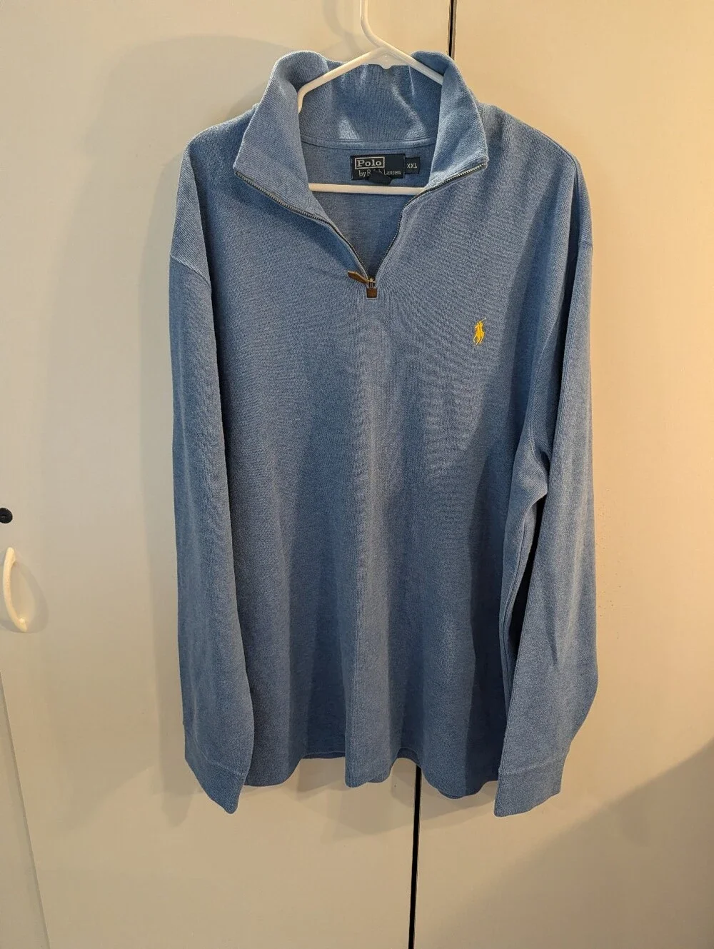 Polo by Ralph Lauren Mens XXL Blue Half-Zip Pullover with Yellow Pony